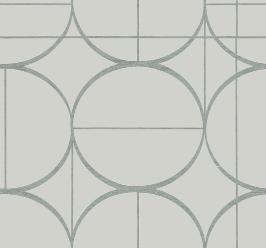 Antonina Vella Modern Metals Second Edition Sun Circles Wallpaper - Fog & Silver