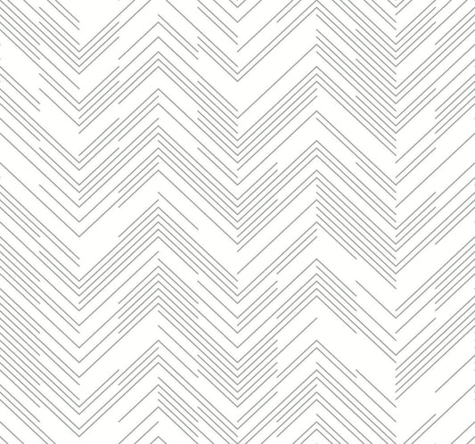 Antonina Vella Modern Metals Second Edition Polished Chevron Wallpaper - White & Silver