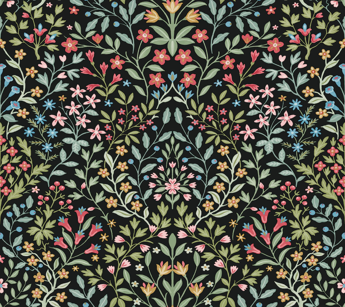 Magnolia Home Book 4 Garden Terrace Wallpaper - Black & Multicolor