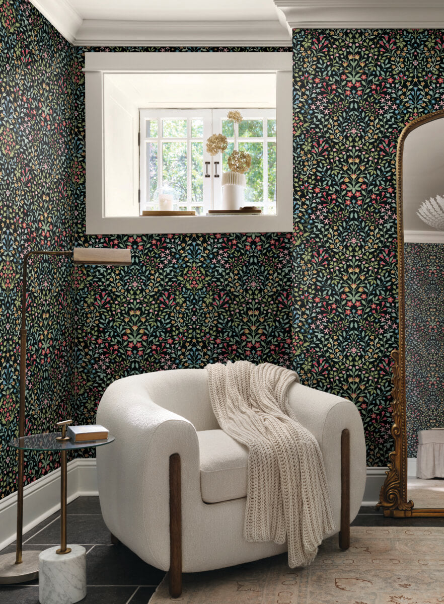 Magnolia Home Book 4 Garden Terrace Wallpaper - Black & Multicolor