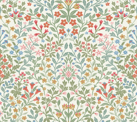 Magnolia Home Book 4 Garden Terrace Wallpaper - White & Multicolor