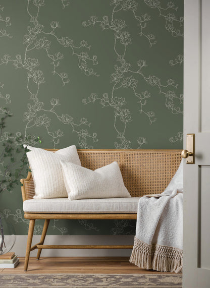 Magnolia Home Magnolia Branches Wallpaper - Pine