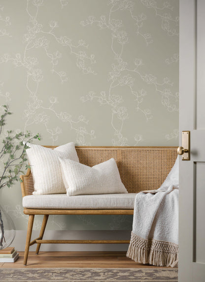 Magnolia Home Magnolia Branches Wallpaper - Taupe