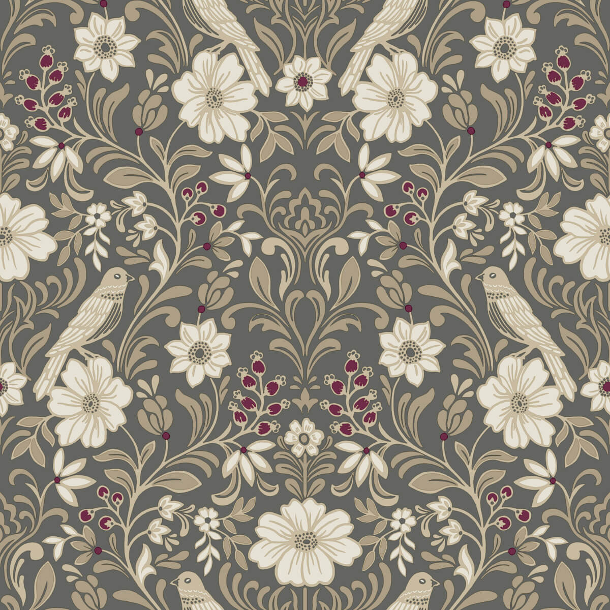 Magnolia Home Book 4 Colette Wallpaper - Charcoal