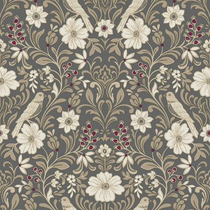 Magnolia Home Book 4 Colette Wallpaper - Charcoal