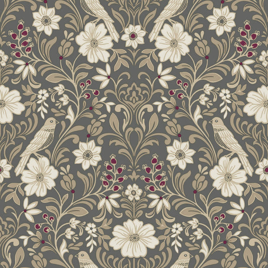 Magnolia Home Book 4 Colette Wallpaper - Charcoal