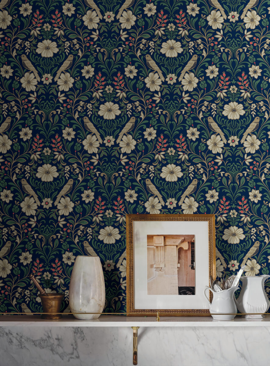 Magnolia Home Book 4 Colette Wallpaper - Navy