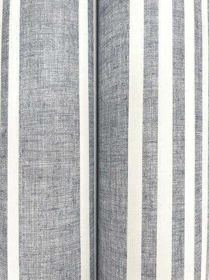 Magnolia Home Book 4 French Linen Stripe Wallpaper - Navy