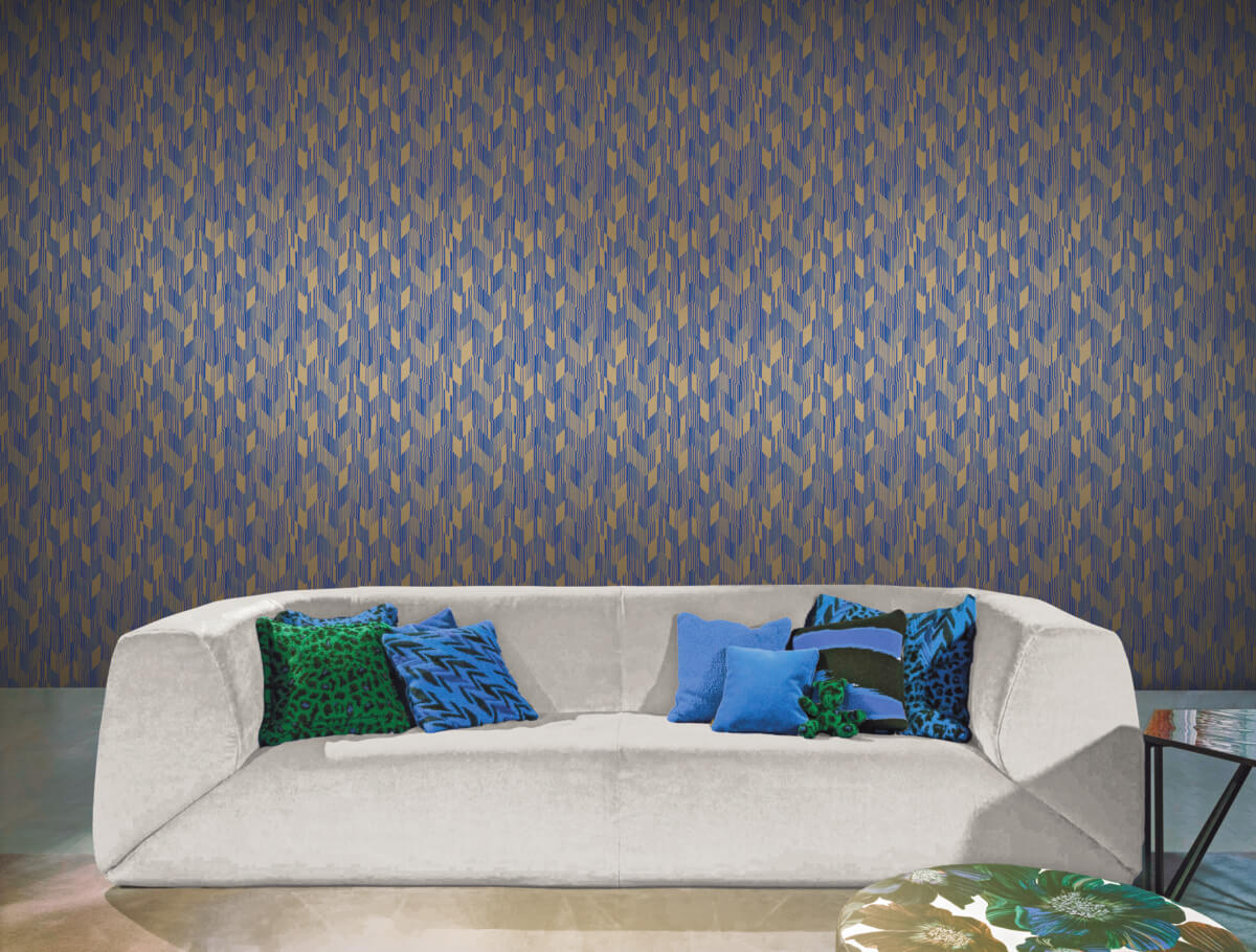 Missoni Home Birch Wallpaper - Blue & Gold