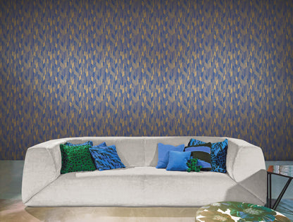 Missoni Home 5 Birch Wallpaper - Blue & Gold