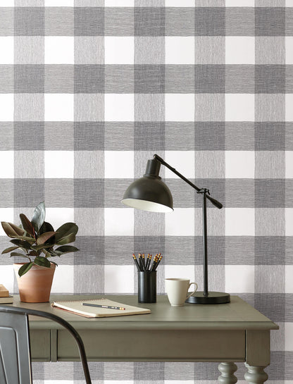 54 in. Magnolia Home High Performance Weft & Weave Wallpaper - Charcoal