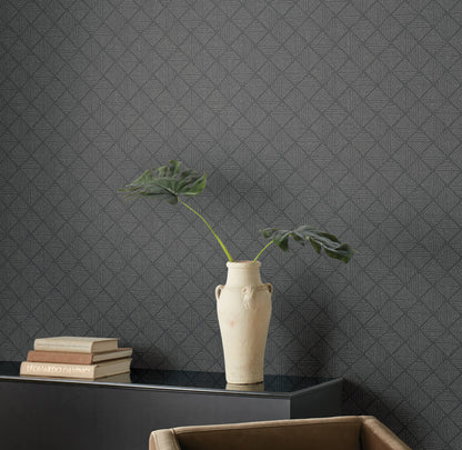 54 in. Magnolia Home High Performance Center Square Wallpaper - Charcoal