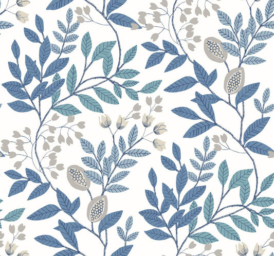 Mediterranean Eden Retreat Wallpaper - Blue