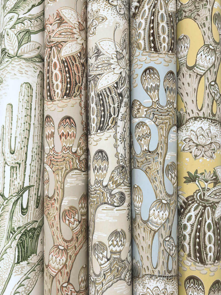 Montecito Lotus Land Cacti Wallpaper - Baked Clay