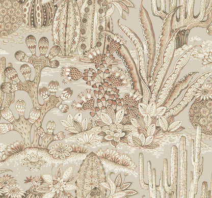 Montecito Lotus Land Cacti Wallpaper - Baked Clay