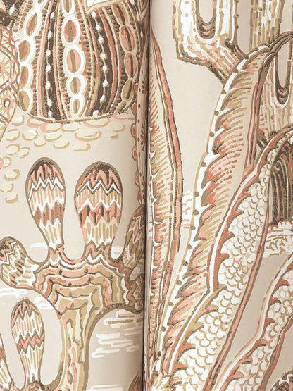 Montecito Lotus Land Cacti Wallpaper - Baked Clay