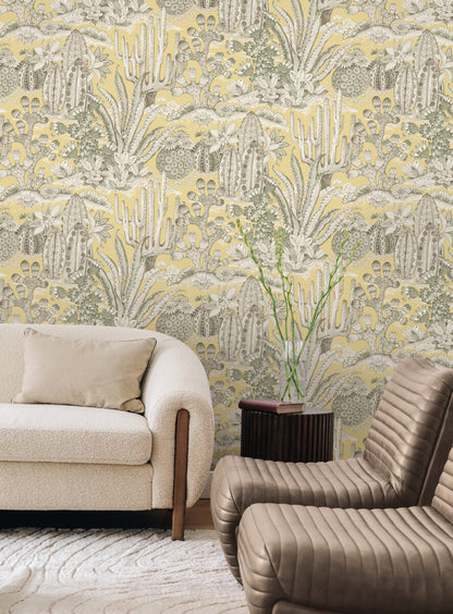 Montecito Lotus Land Cacti Wallpaper - Sunshine