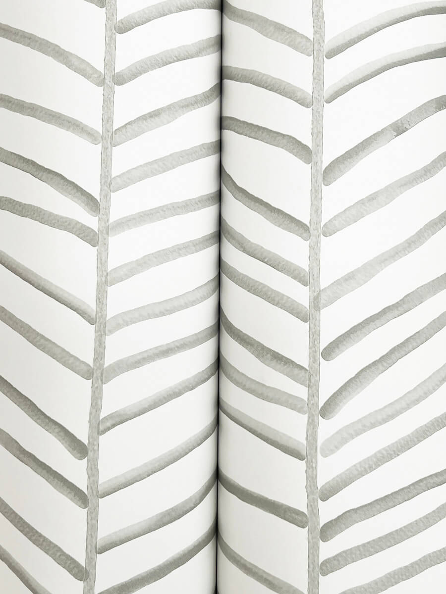 Montecito Cascade Palm Chevron Wallpaper - Fog