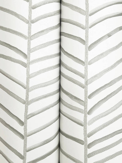 Montecito Cascade Palm Chevron Wallpaper - Fog