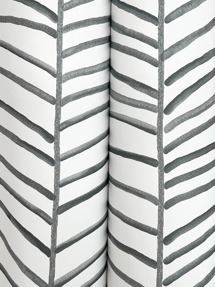 Montecito Cascade Palm Chevron Wallpaper - Onyx