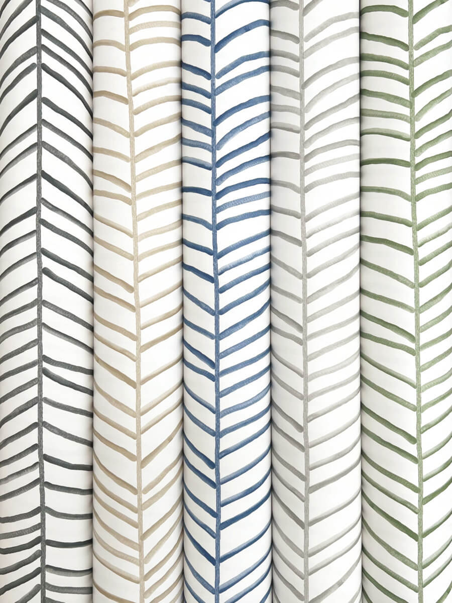 Montecito Cascade Palm Chevron Wallpaper - Onyx