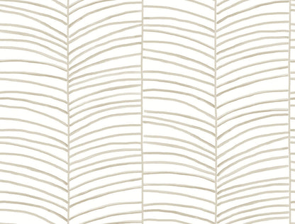 Montecito Cascade Palm Chevron Wallpaper - Dune