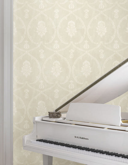 Ronald Redding Astoria Royal Damask Wallpaper - Beige