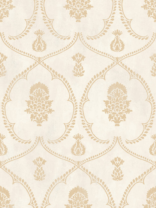 Ronald Redding Astoria Royal Damask Wallpaper - Soft Gold