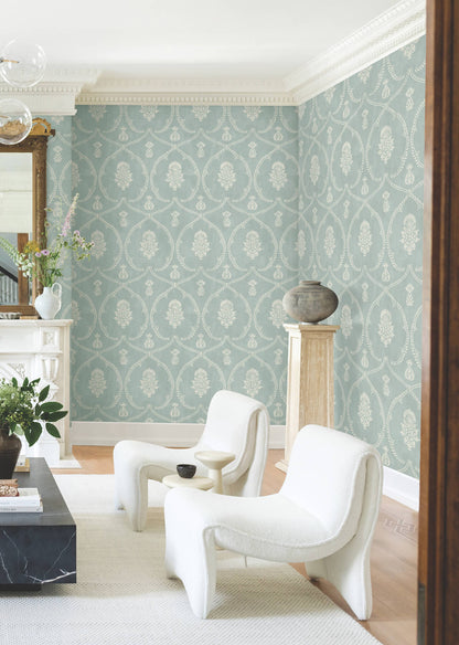 Ronald Redding Astoria Royal Damask Wallpaper - Jade