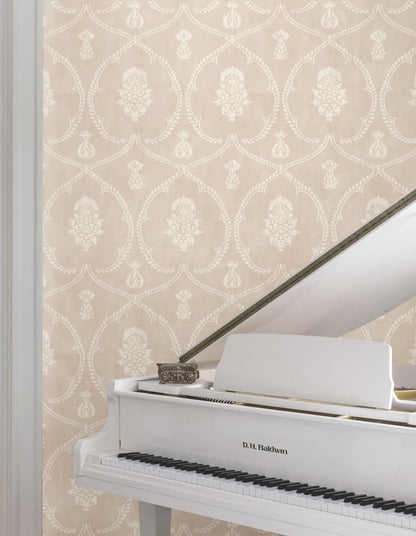 Ronald Redding Astoria Royal Damask Wallpaper - Blush