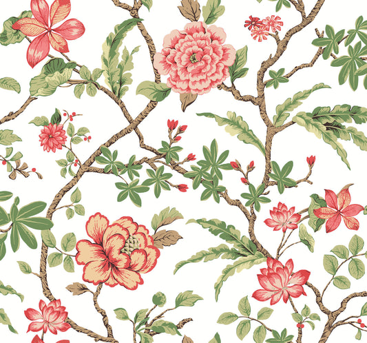 Ronald Redding Astoria Courtyard Botanical Wallpaper - Rose