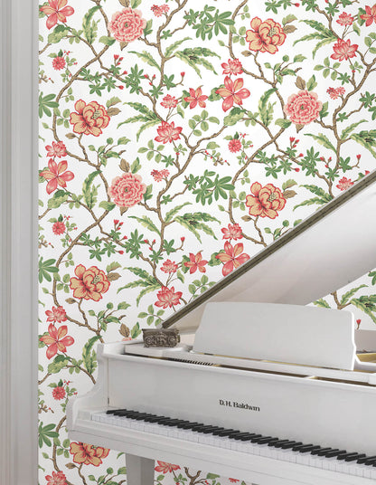 Ronald Redding Astoria Courtyard Botanical Wallpaper - Rose