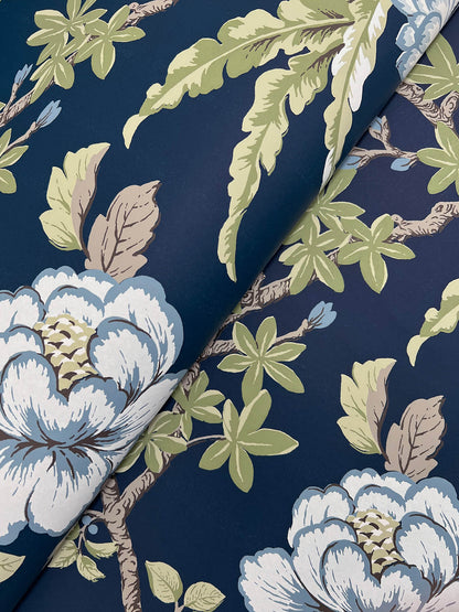 Ronald Redding Astoria Courtyard Botanical Wallpaper - Navy