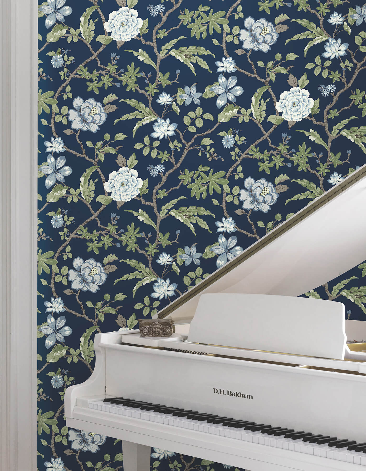 Ronald Redding Astoria Courtyard Botanical Wallpaper - Navy