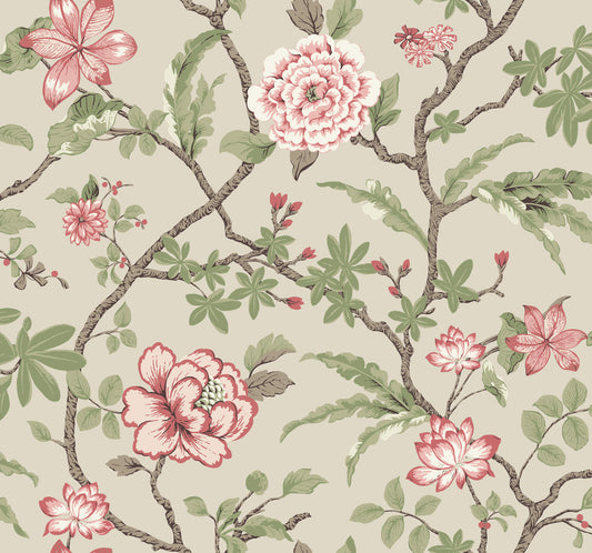 Ronald Redding Astoria Courtyard Botanical Wallpaper - Pink