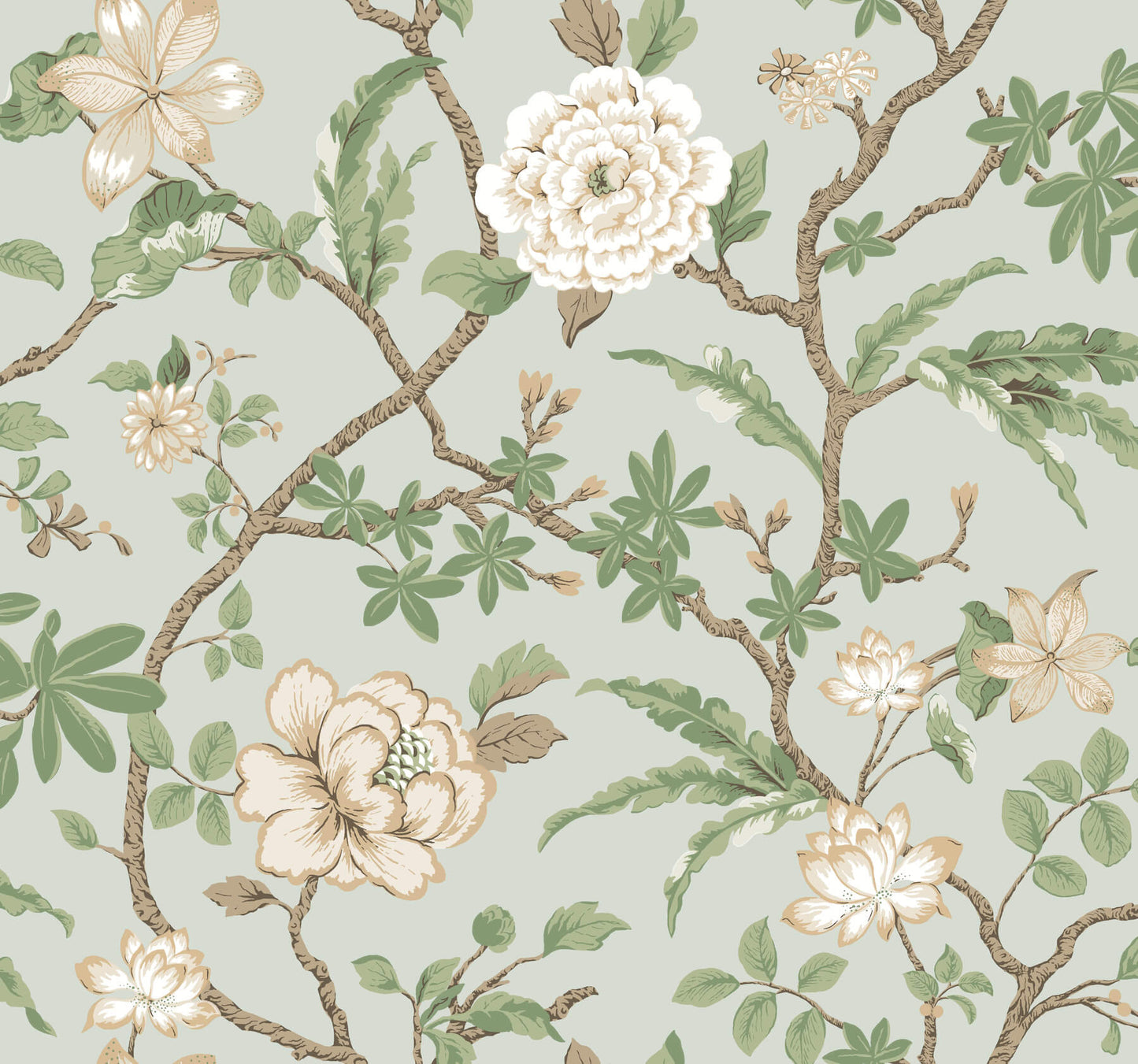 Ronald Redding Astoria Courtyard Botanical Wallpaper - Pale Blue