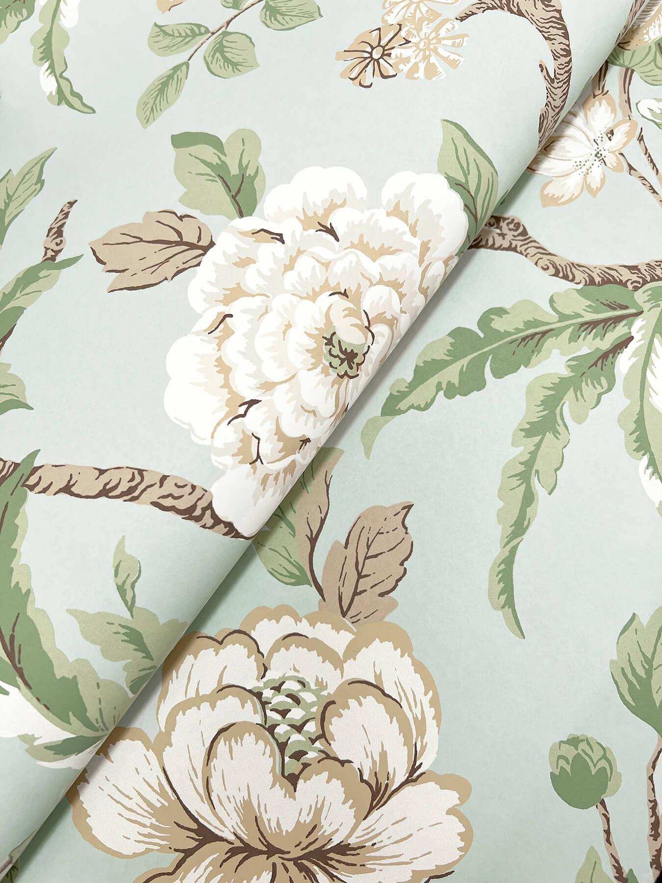 Ronald Redding Astoria Courtyard Botanical Wallpaper - Pale Blue