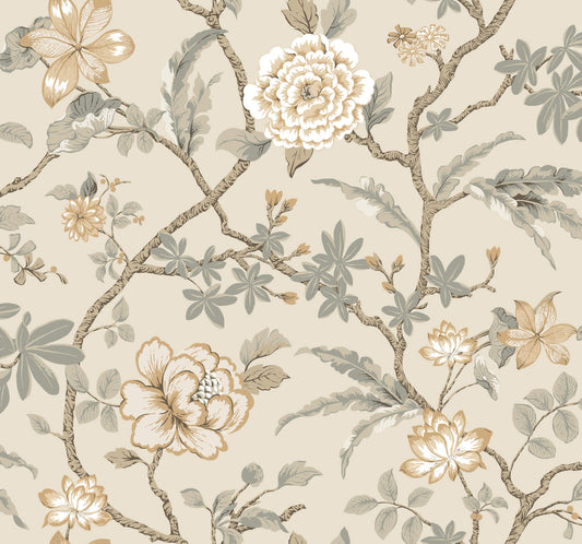 Ronald Redding Astoria Courtyard Botanical Wallpaper - Neutral