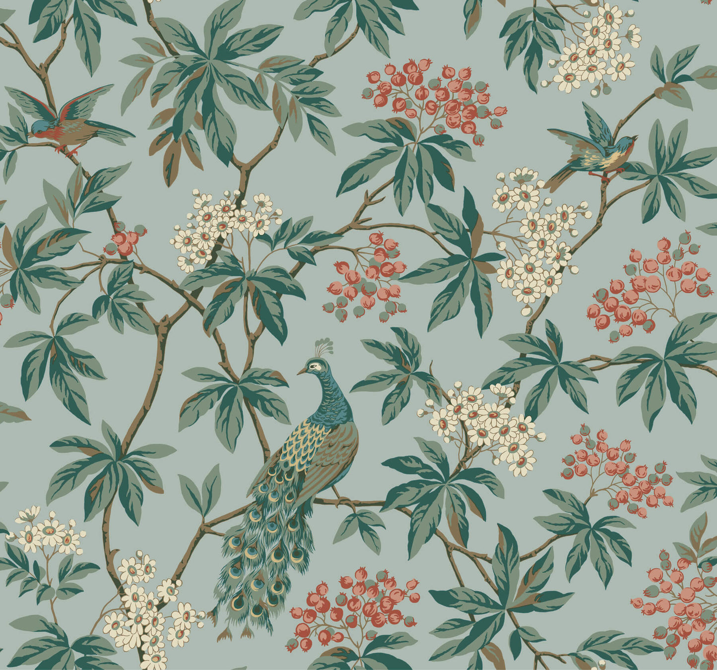 Ronald Redding Astoria Peacock Estate Wallpaper - Blue