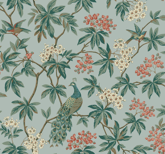 Ronald Redding Astoria Peacock Estate Wallpaper - Blue