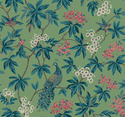 Ronald Redding Astoria Peacock Estate Wallpaper - Green