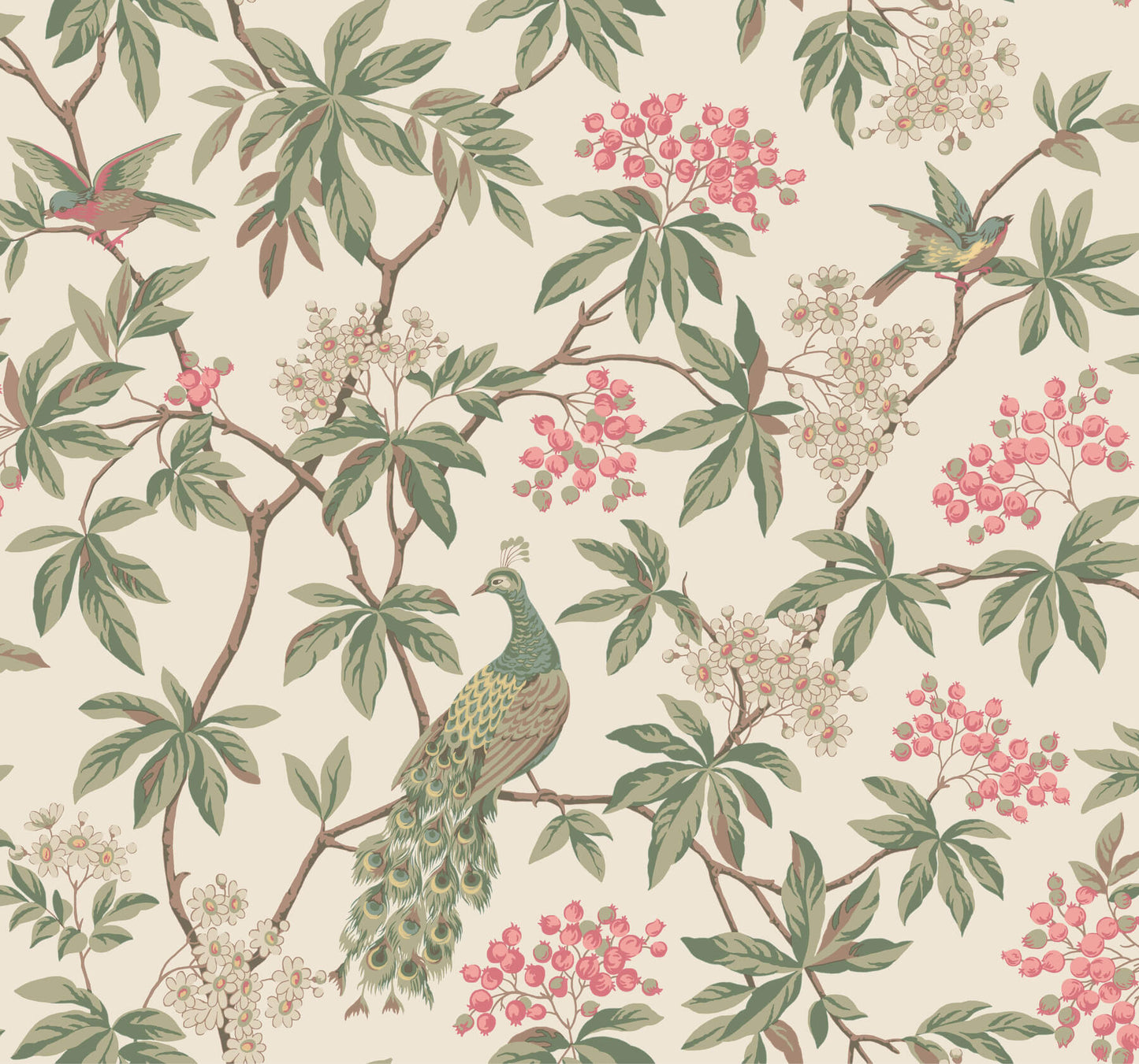 Ronald Redding Astoria Peacock Estate Wallpaper - Cream