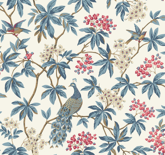 Ronald Redding Astoria Peacock Estate Wallpaper - White