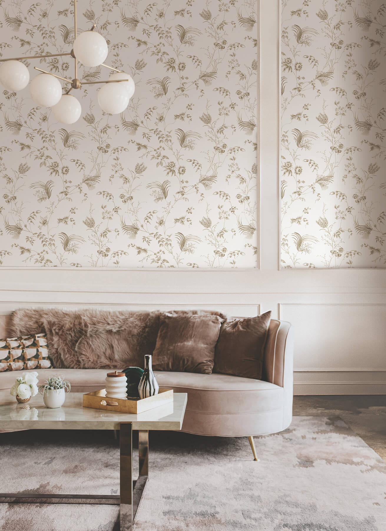 Ronald Redding Astoria Floral Lace Wallpaper - Taupe