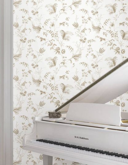 Ronald Redding Astoria Floral Lace Wallpaper - Taupe