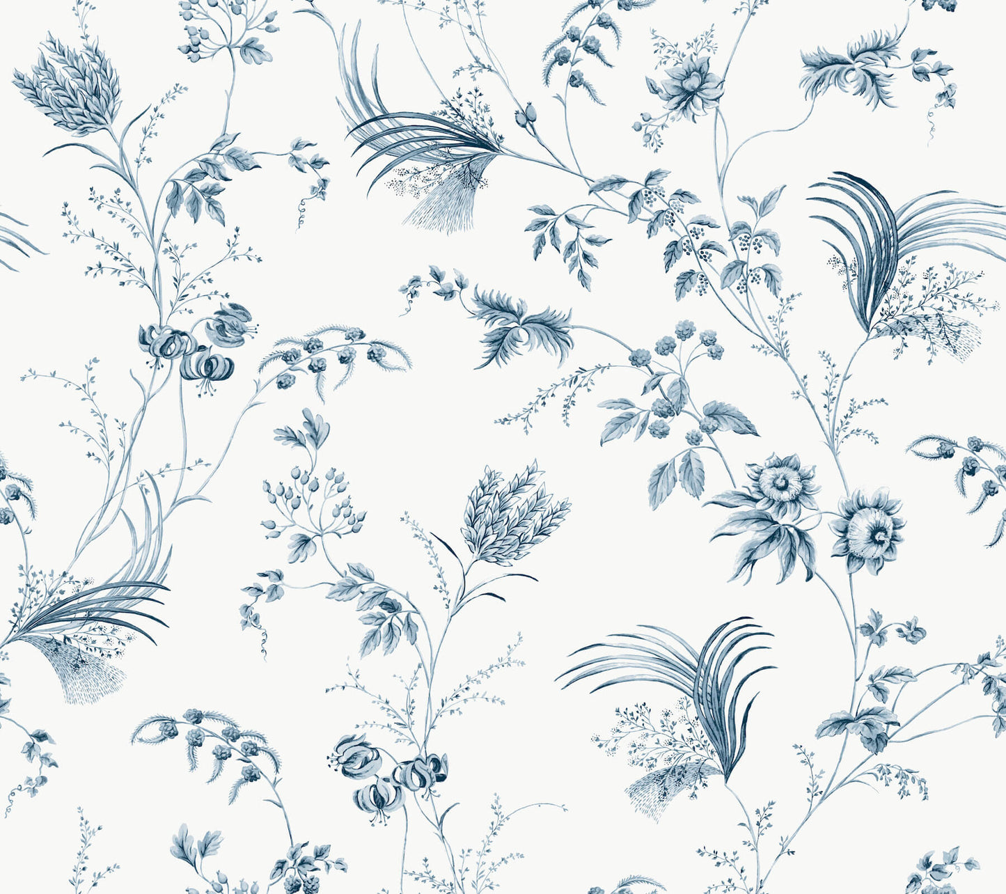 Ronald Redding Astoria Floral Lace Wallpaper - Navy