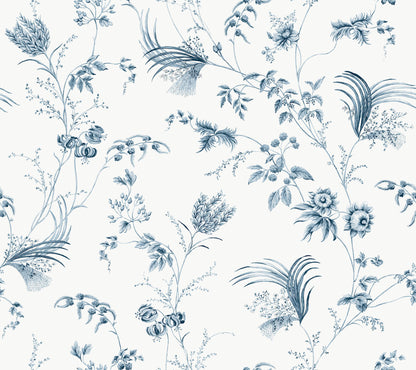 Ronald Redding Astoria Floral Lace Wallpaper - Navy