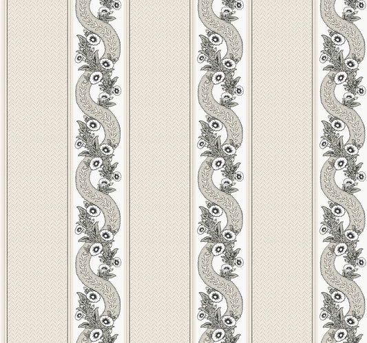 Ronald Redding Astoria Abbeys Garland Wallpaper - Black & White