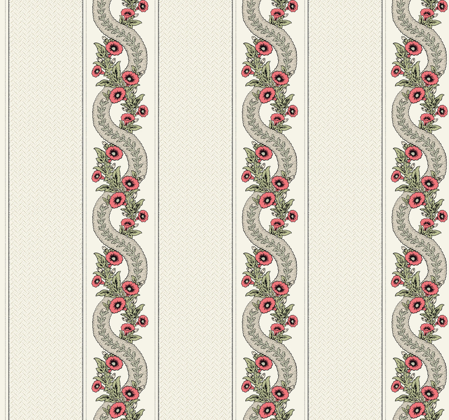 Ronald Redding Astoria Abbeys Garland Wallpaper - Red & Green