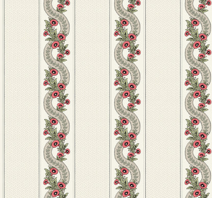 Ronald Redding Astoria Abbeys Garland Wallpaper - Red & Green